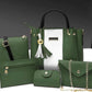 Women PU Leather 5-Piece Bag Set Mustard Color