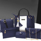 Women PU Leather 5-Piece Bag Set Mustard Color