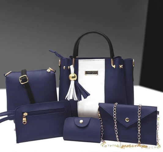 Women PU Leather 5-Piece Bag Set Mustard Color