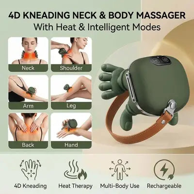 4D Kneading Neck & Body Massager with Heat Therapy & Intelligent Modes