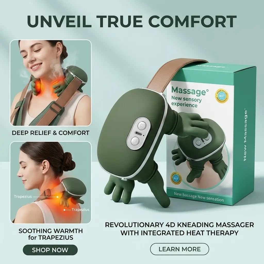 4D Kneading Neck & Body Massager with Heat Therapy & Intelligent Modes