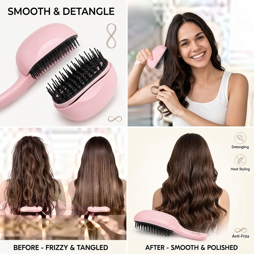 Mini Hair Straightener Comb, 2 in 1 Wireless Straightening Comb